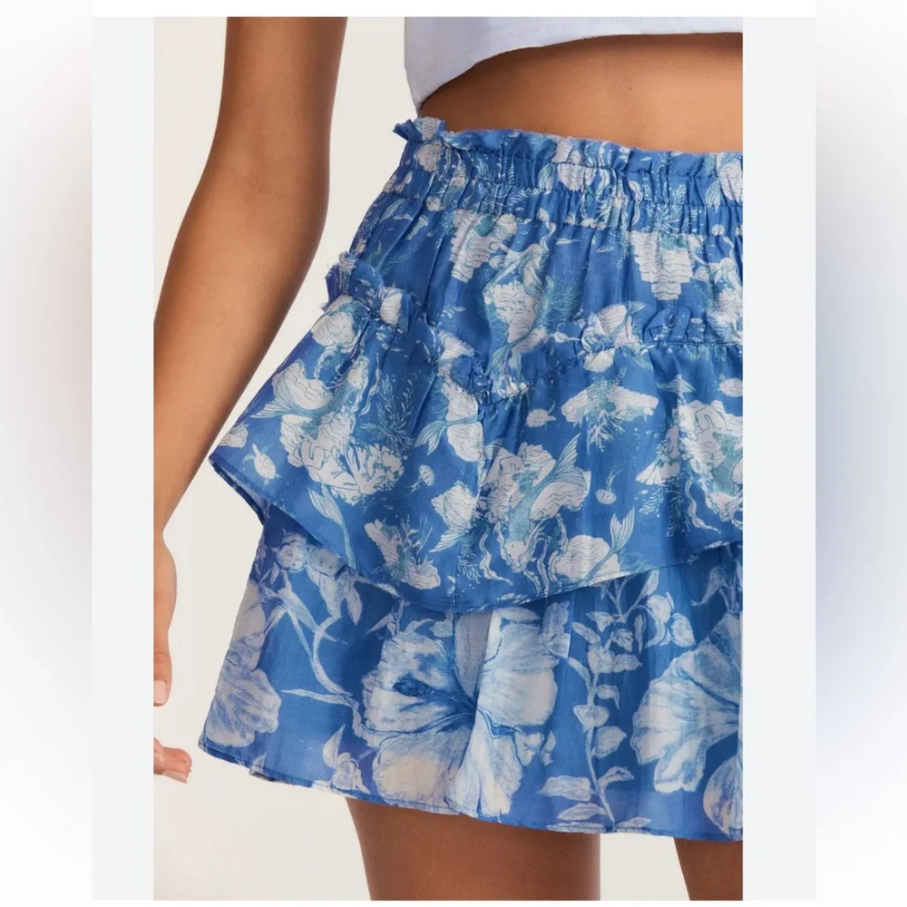 Loveshackfancy NWT tiered Abrielle Skirt in Salty Sea color - Picture 5 of 14